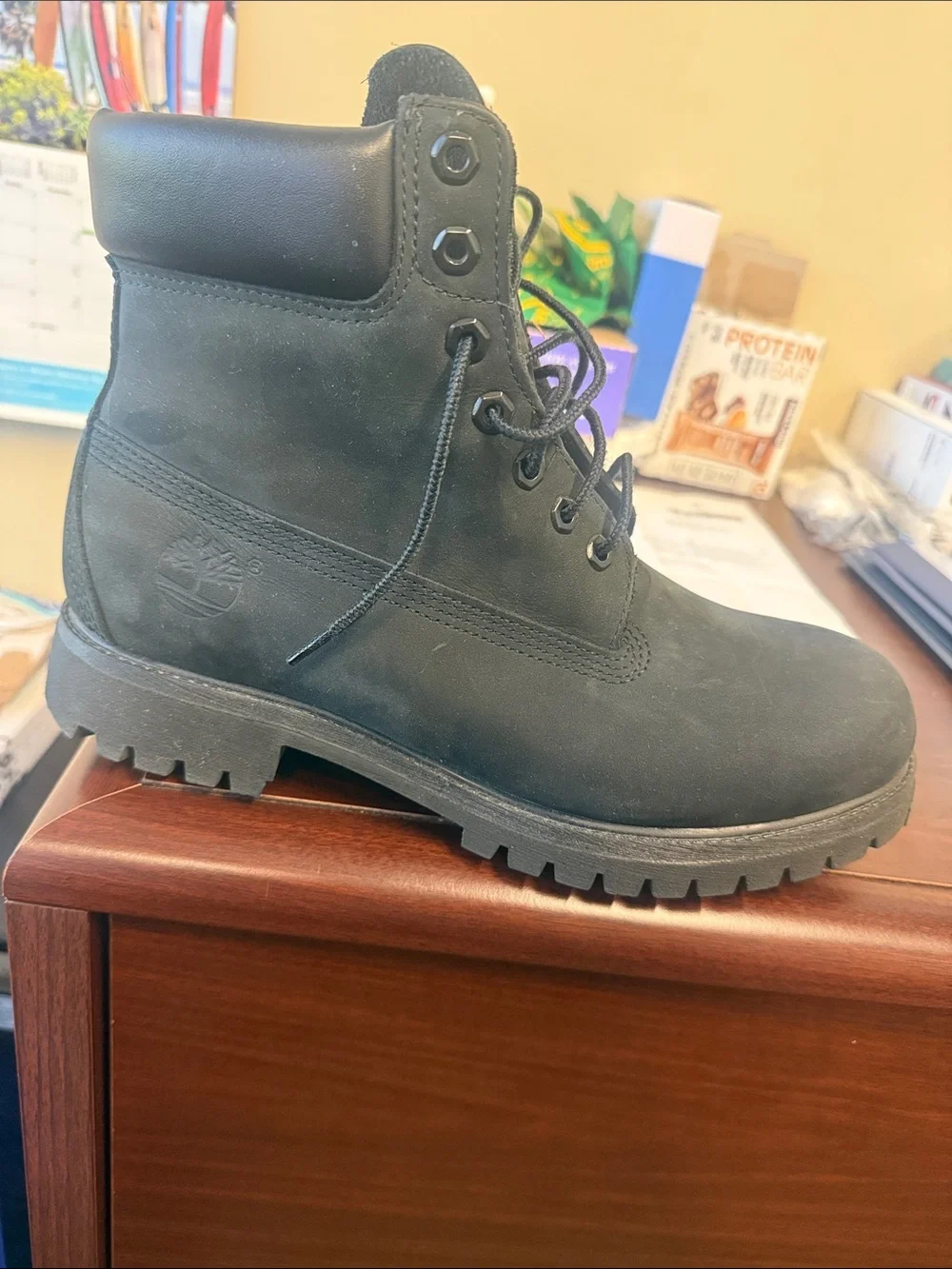 Timberland Men's Black Nubuck Lace-Up Work Boots